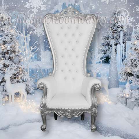 Santa Throne Chair White and Silver