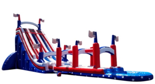 All American Patriot Dual Waterslide with Pool and Slip n Slide
