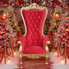 Santa Throne Chair Red Velvet and Gold