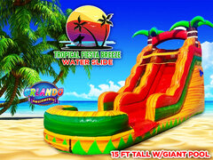 Tropical Fiesta Breeze Water Slide - 15 Feet Tall w/Giant Pool