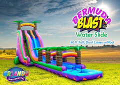 Bermuda Blast Dual Lane Water Slide - 30 Feet Tall w/Slip n Slide Extension & GIANT POOL!