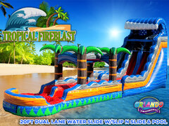 Tropical Fireblast Water Slide w/Slip n Slide & Pool