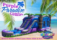 Purple Paradise Combo With Dual Lane Water Slide And Giant Pool