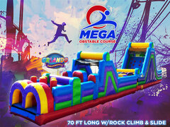 Mega 70ft Obstacle Course w/Rock Climb & Slide