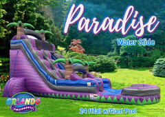 24' Purple Paradise Water Slide W/ Giant Pool