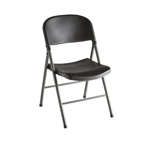 Black Contoured Injection Molded Folding Chair with Charcoal Frame