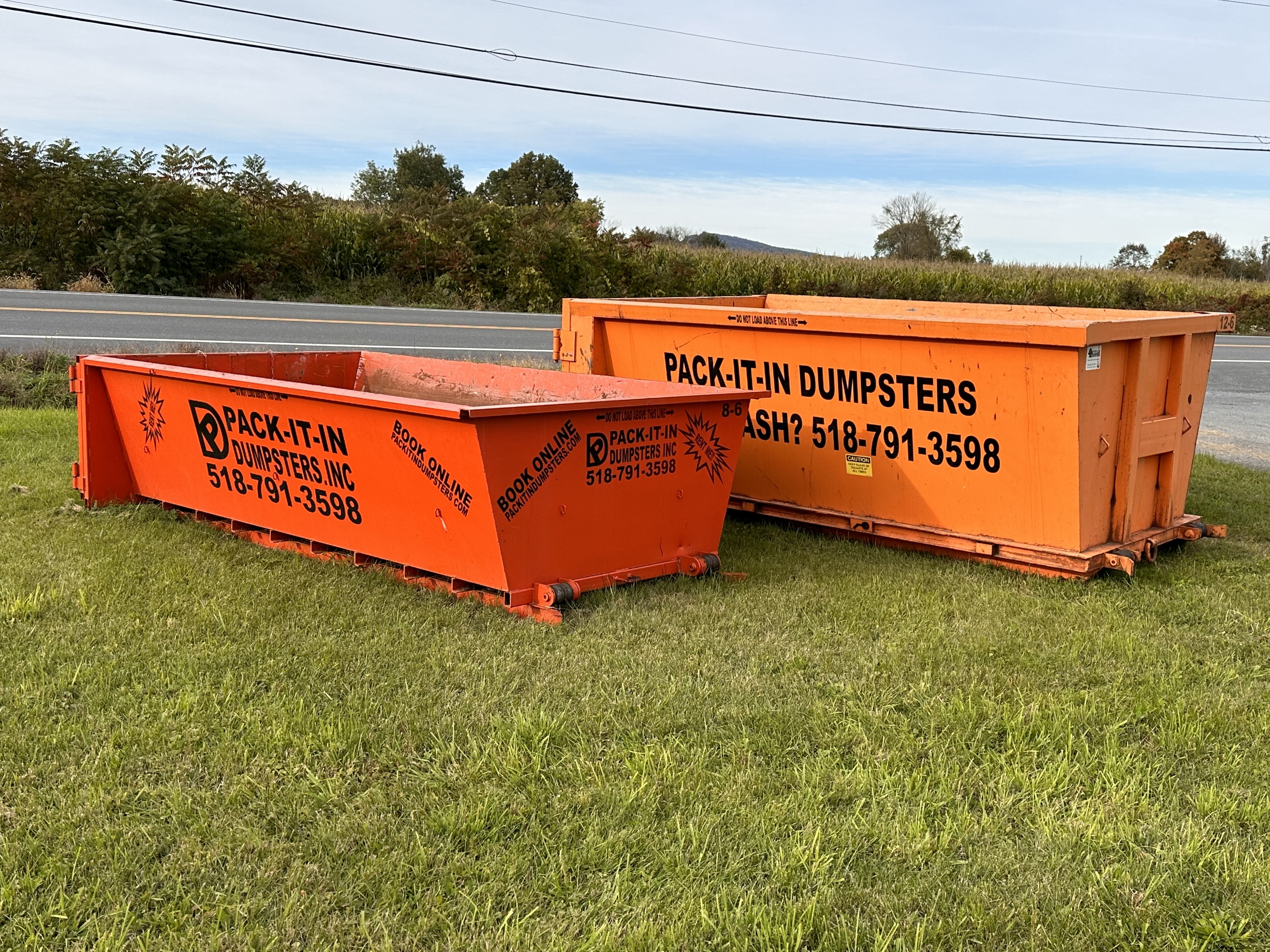 A roll-away dumpster rental in the Glens Falls area.