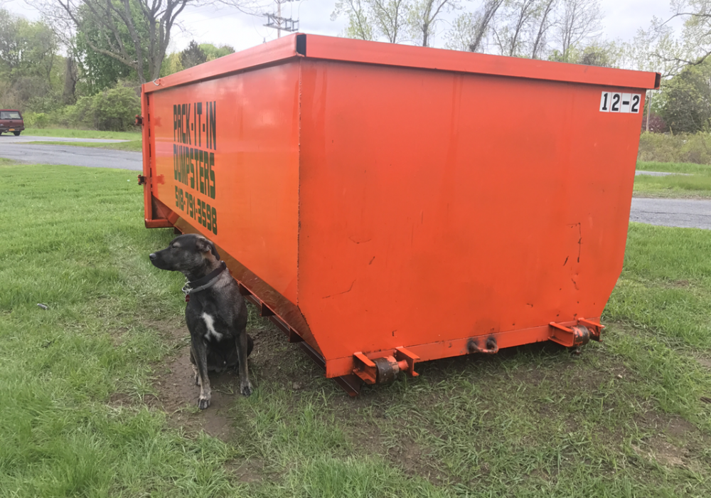 A roll-away dumpster rental in the Glens Falls area.