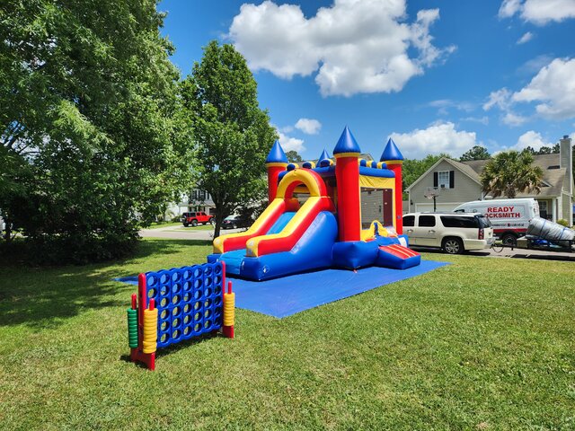 Combo Slide Dry. Party Package with Giant connect 4 and Giant Jenga 