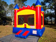 Red Top Jump Castle Party Package with Giant Jenga and Giant Connect 4 