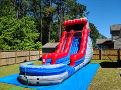 18' Red Wave Water Slide Party Package with Giant jenga and Giant Connect 4