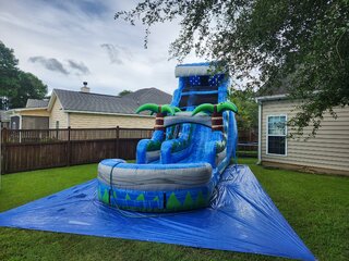 18 Blue Crush Tsunami Sigle Lane Water Slide Party Package With Giant Jenga and Connect four