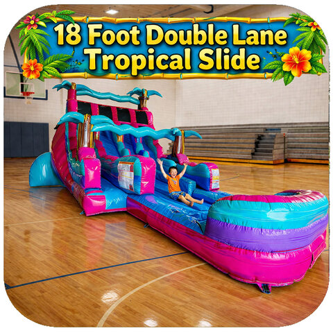 18 Ft Dual Lane Tropical Slide