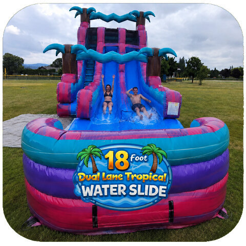 18 Ft Dual Lane Tropical Water Slide