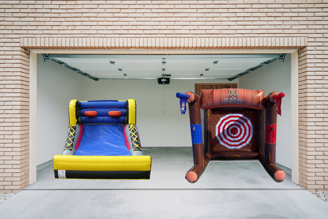 Viking Axe Throw and Inflatable Basketball Hoop