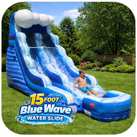 15 Ft Blue Wave Water Slide