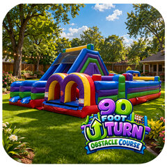 Inflatable 90 Foot U Turn Obstacle Course