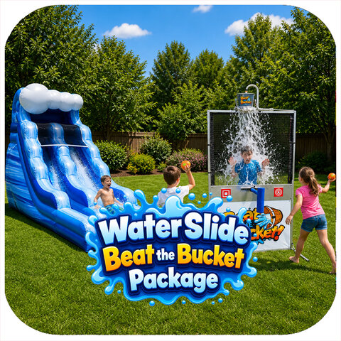 15 Ft Blue Wave Water Slide with Beat the Bucket