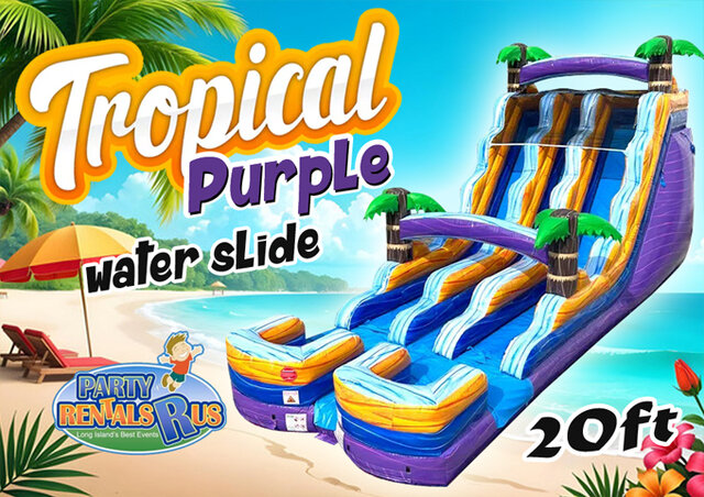 Double Lane Tropical Purple Water Slide