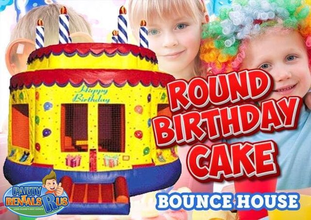 Round Happy Birthday Cake Bounce House