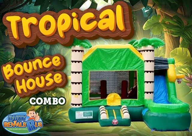 Tropical Combo Bounce House Wet