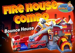 Fire House Combo Bounce House<p>(<span style='color: #00ccff;'>Wet</span>/<span style='color: #ff9900;'>Dry</span>)</p>