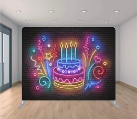 Neon Birthday Cake Backdrop