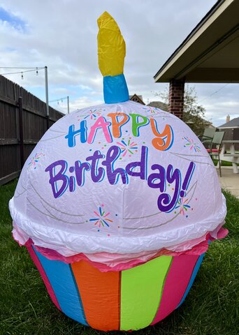 4ft Happy Birthday Cupcake Yard Inflatable