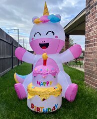 6ft Unicorn Happy Birthday Yard Inflatable