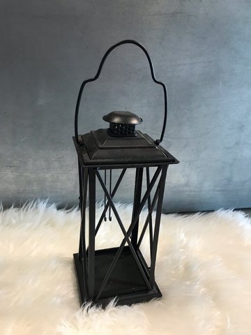 Black Tealight Holder Lantern 16