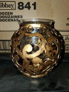 Votive Holder Gold w/ Flower Designs