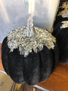 Pumpkin Black Felt with Silver Sequin Top