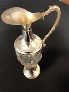 Vintage Glass Pitcher w/ Silver Base & Top