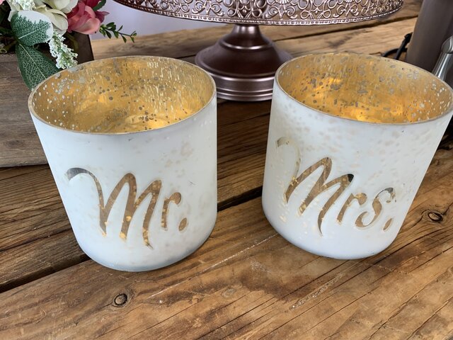 Mr & Mrs Gold Candle Holder