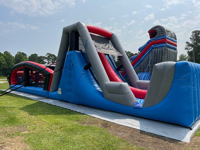 55' H2 Obstacle Course Fun Adventure Challenge with Dual Slides