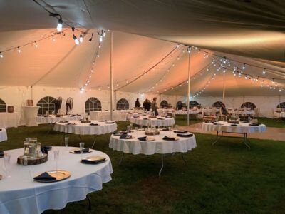 Wedding Reception Affair Tent Event Rentals Farmhouse Table Round
