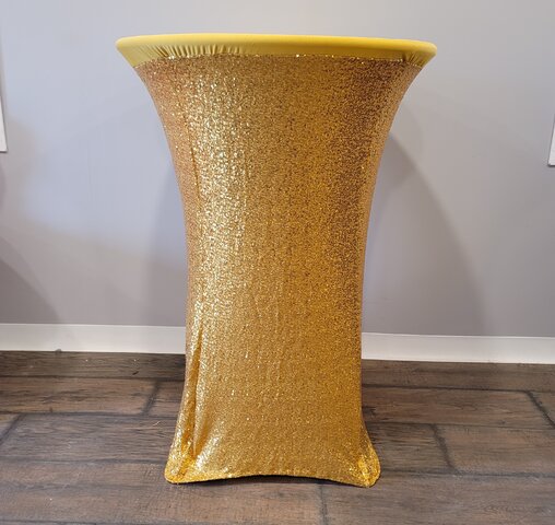 Spandex High Top Table Cover (Gold Sequence)