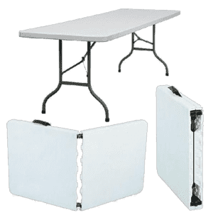 6ft plastic folding table seats six  
