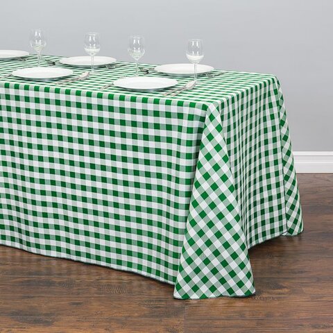 Green / White Checkered 60 Inch x 120 Inch Rectangle Table Linen