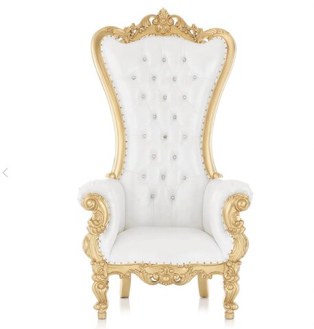 White Throne Chair with Gold Trim