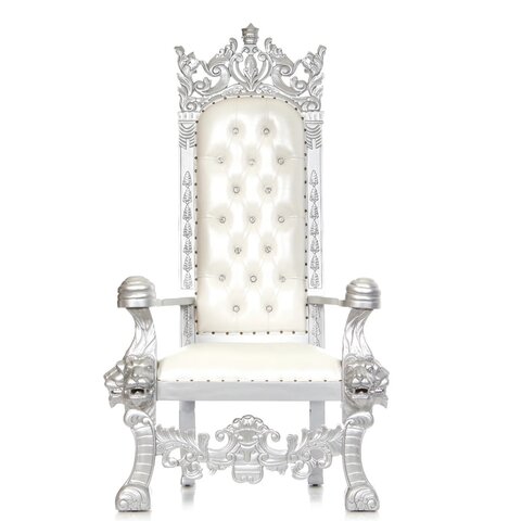 White & silver king Throne Chair 