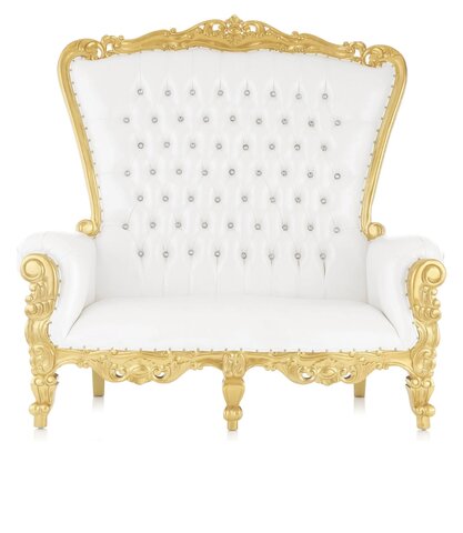 White & gold loveseat 