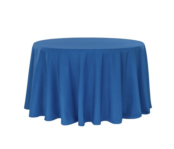 Royal blue round polyester tablecloths 