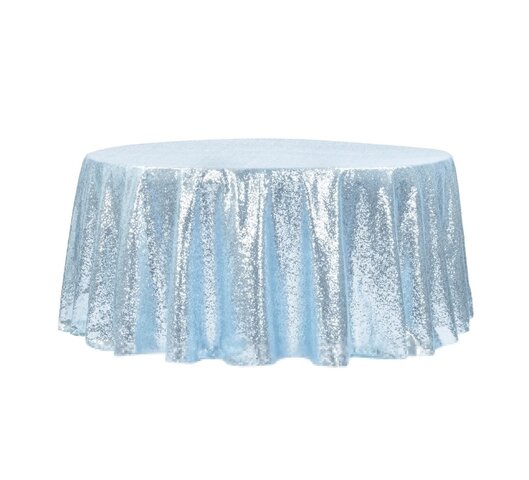 Baby blue Glitz round tablecloths 