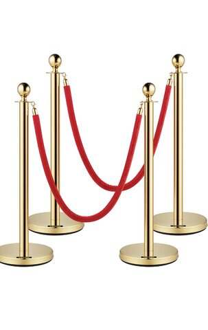 Gold Stanchion set comes with 4 poles and 2 ropes