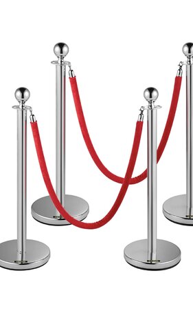 Silver Stanchion set  comes with  4 poles and 2 ropes 