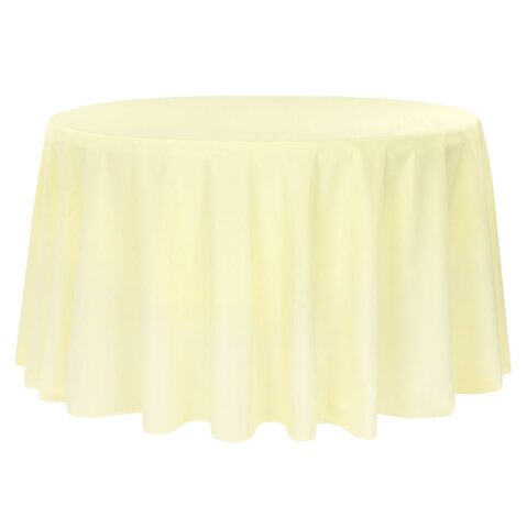 Pastel yellow round polyester tablecloths 