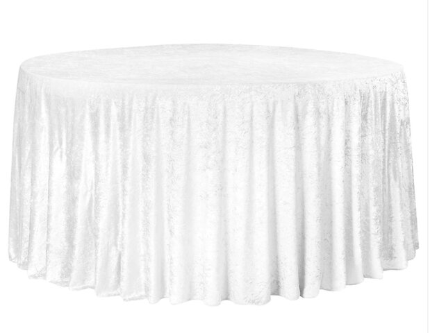 White Velvet Round Tablecloth 