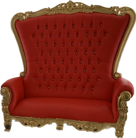 Red with Gold trim loveseat