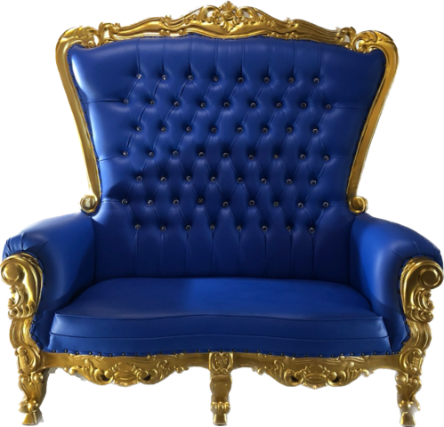 Royal Blue Loveseat with Gold Trim 